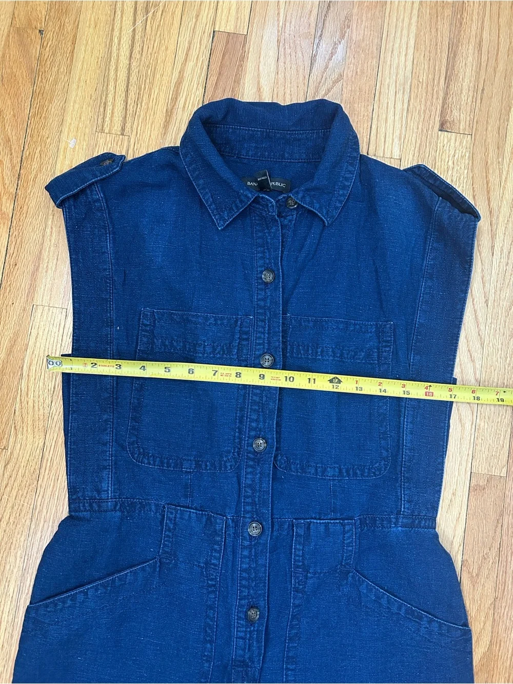 Banana Republic Sleeveless Dark Indigo Denim Jumpsuit No Belt